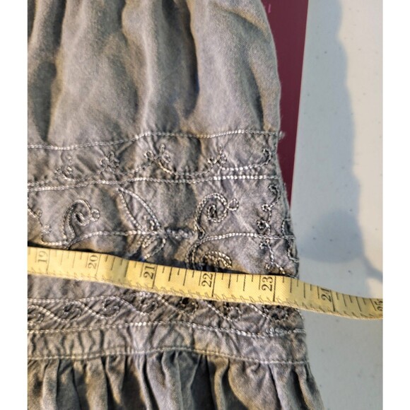 Vintage Muted Gray Emroidered Prairie Skirt Boho Cottagecore Tiered  Womens XL - Picture 9 of 11